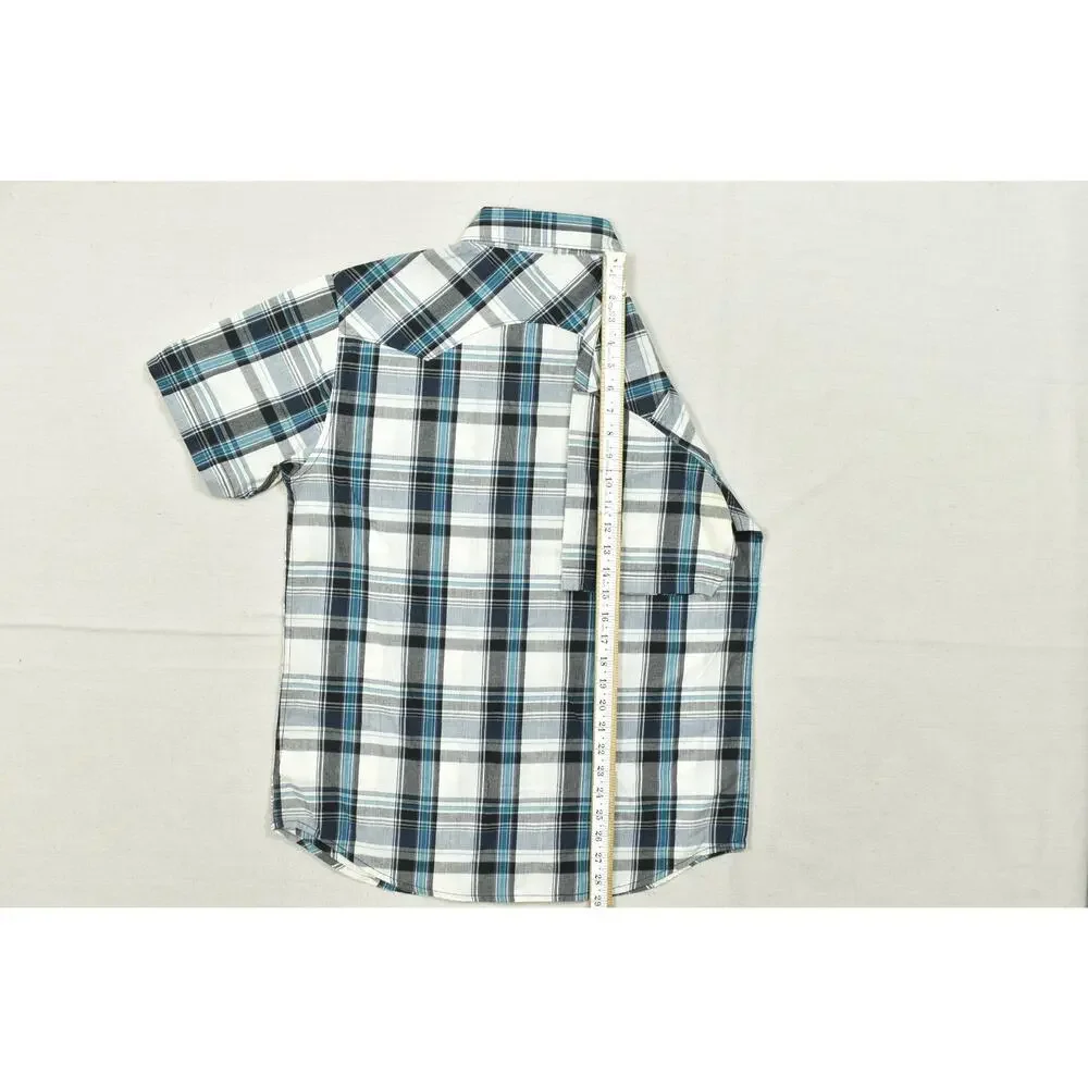 Levi's Modern Men Medium Short Sleeve Plaid Western Pearl Snap Button Down Shirt